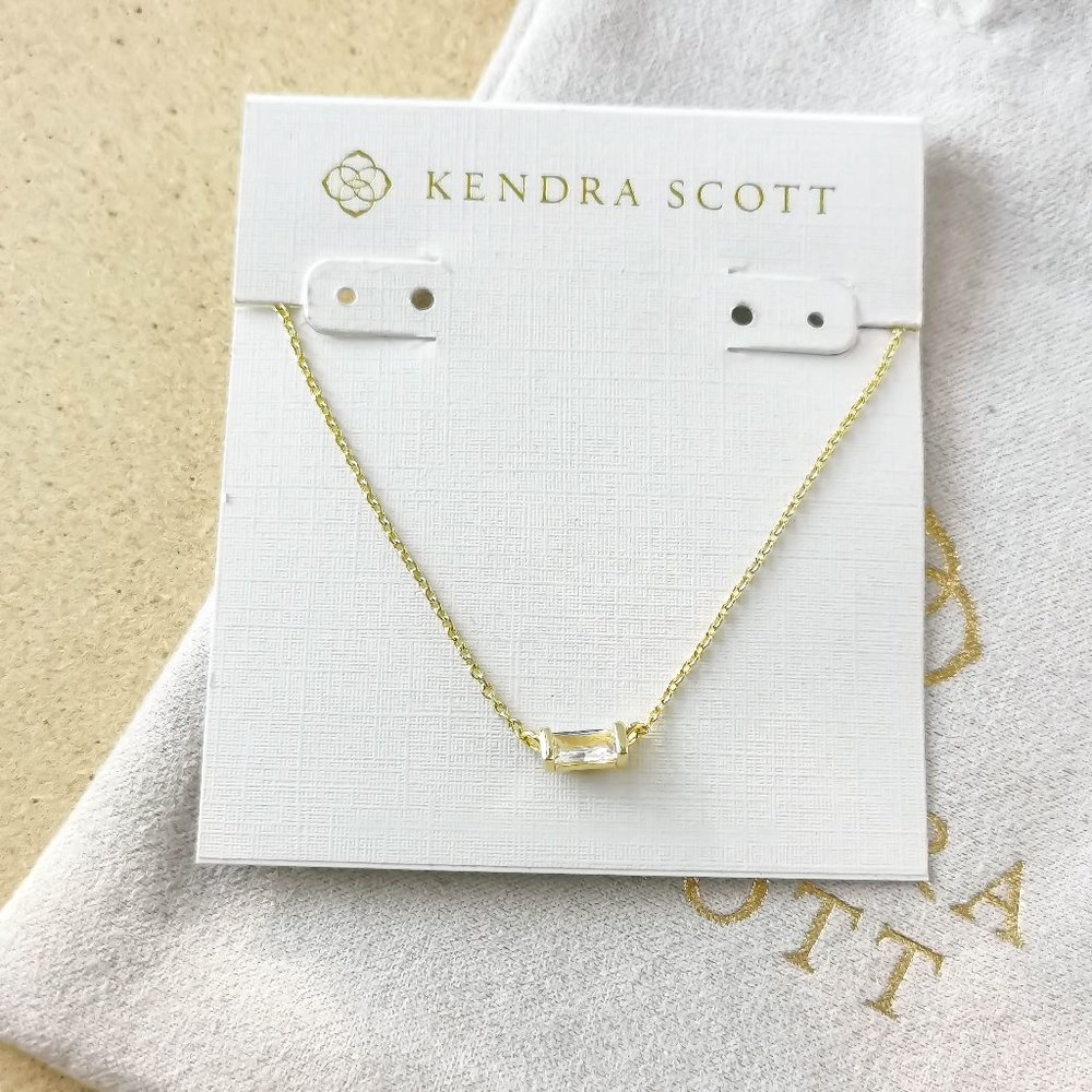 NEW Kendra Scott Gold White Crystal Juliette Pendant Necklace